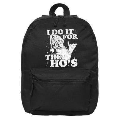 Funny Christmas Santa Shaka, I Do It For The Hos, Vintage 16 in Basic Backpack
