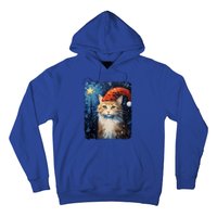 Funny Cat Santa Hat Christmas Van Gogh Starry Night Painting Funny Gift Hoodie