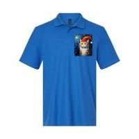 Funny Cat Santa Hat Christmas Van Gogh Starry Night Painting Funny Gift Softstyle Adult Sport Polo