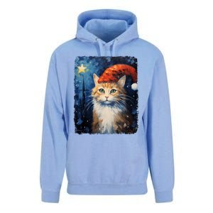 Funny Cat Santa Hat Christmas Van Gogh Starry Night Painting Funny Gift Unisex Surf Hoodie