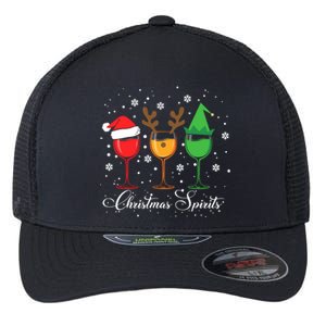 Funny Christmas Spirits Glasses Of Wine Xmas Holidays Party Flexfit Unipanel Trucker Cap