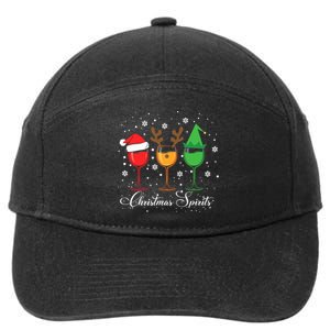 Funny Christmas Spirits Glasses Of Wine Xmas Holidays Party 7-Panel Snapback Hat