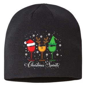 Funny Christmas Spirits Glasses Of Wine Xmas Holidays Party Sustainable Beanie