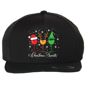 Funny Christmas Spirits Glasses Of Wine Xmas Holidays Party Wool Snapback Cap