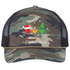 Funny Christmas Spirits Glasses Of Wine Xmas Holidays Party Retro Rope Trucker Hat Cap