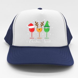 Funny Christmas Spirits Glasses Of Wine Xmas Holidays Party Trucker Hat