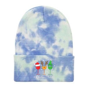 Funny Christmas Spirits Glasses Of Wine Xmas Holidays Party Tie Dye 12in Knit Beanie