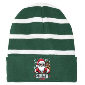 Funny Christmas Sigma Claus Cool Santa Rizz Rizzler Meme Striped Beanie with Solid Band