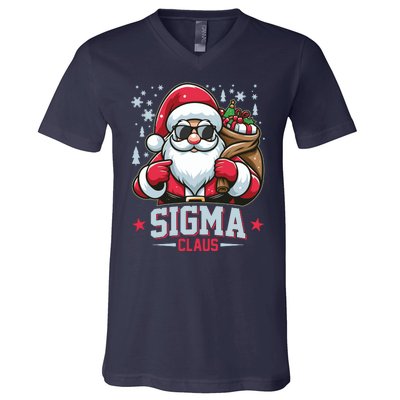 Funny Christmas Sigma Claus Cool Santa Rizz Rizzler Meme V-Neck T-Shirt