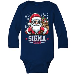 Funny Christmas Sigma Claus Cool Santa Rizz Rizzler Meme Baby Long Sleeve Bodysuit