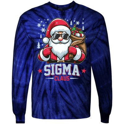 Funny Christmas Sigma Claus Cool Santa Rizz Rizzler Meme Tie-Dye Long Sleeve Shirt