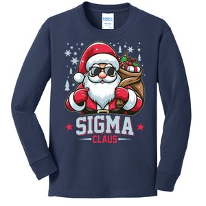 Funny Christmas Sigma Claus Cool Santa Rizz Rizzler Meme Kids Long Sleeve Shirt