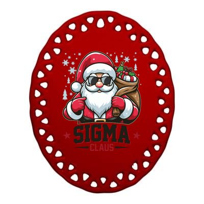 Funny Christmas Sigma Claus Cool Santa Rizz Rizzler Meme Ceramic Oval Ornament