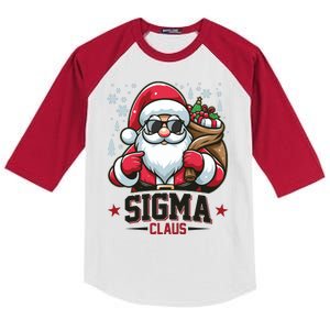 Funny Christmas Sigma Claus Cool Santa Rizz Rizzler Meme Kids Colorblock Raglan Jersey