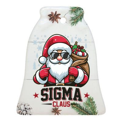 Funny Christmas Sigma Claus Cool Santa Rizz Rizzler Meme Ceramic Bell Ornament