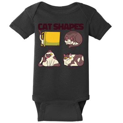 Funny Cat Shapes Quirky Feline Geometry Art Baby Bodysuit