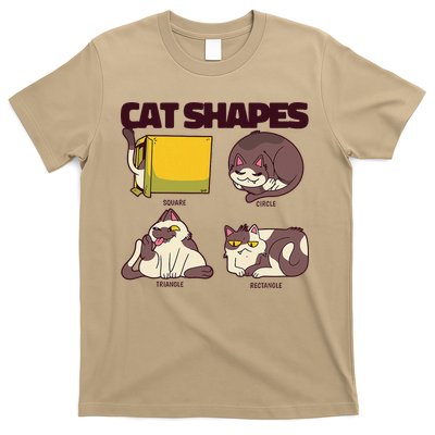 Funny Cat Shapes Quirky Feline Geometry Art T-Shirt