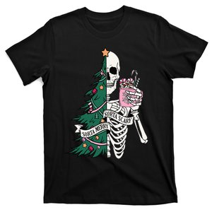 Funny Christmas Sorta Merry Sorta Scary Skeleton Xmas Tree T-Shirt