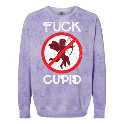 Fuck Cupid Singles Awareness Day Gift Colorblast Crewneck Sweatshirt