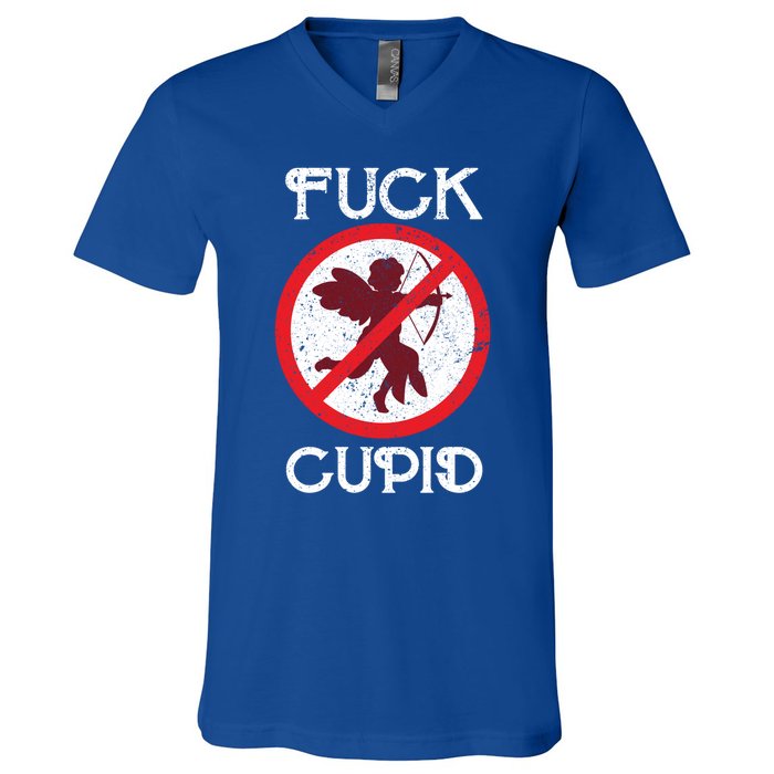 Fuck Cupid Singles Awareness Day Gift V-Neck T-Shirt