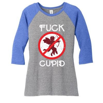 Fuck Cupid Singles Awareness Day Gift Women's Tri-Blend 3/4-Sleeve Raglan Shirt