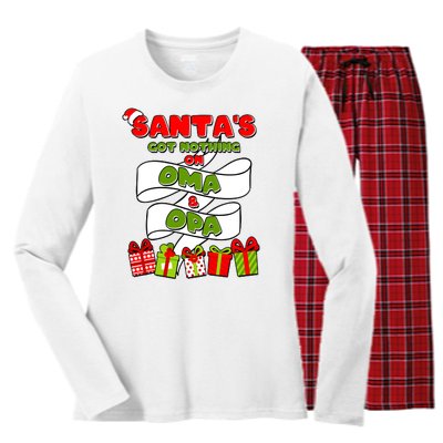 Funny Christmas Santas Got Nothing On Oma And Opa Women's Long Sleeve Flannel Pajama Set 