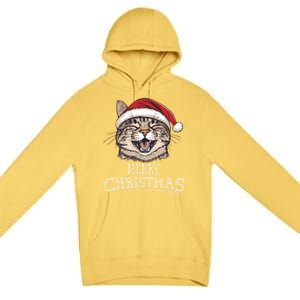 Funny Cat Santa Cool Christmas Cat Lover Premium Pullover Hoodie