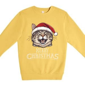 Funny Cat Santa Cool Christmas Cat Lover Premium Crewneck Sweatshirt