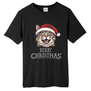 Funny Cat Santa Cool Christmas Cat Lover Tall Fusion ChromaSoft Performance T-Shirt