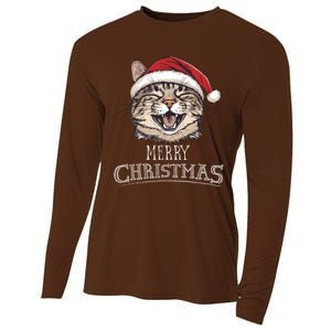 Funny Cat Santa Cool Christmas Cat Lover Cooling Performance Long Sleeve Crew