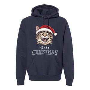 Funny Cat Santa Cool Christmas Cat Lover Premium Hoodie