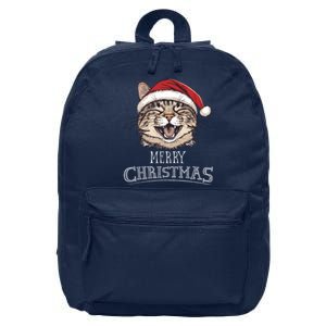 Funny Cat Santa Cool Christmas Cat Lover 16 in Basic Backpack