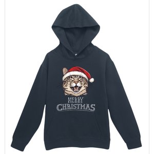 Funny Cat Santa Cool Christmas Cat Lover Urban Pullover Hoodie