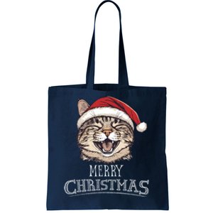 Funny Cat Santa Cool Christmas Cat Lover Tote Bag