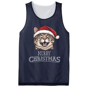 Funny Cat Santa Cool Christmas Cat Lover Mesh Reversible Basketball Jersey Tank