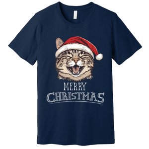 Funny Cat Santa Cool Christmas Cat Lover Premium T-Shirt