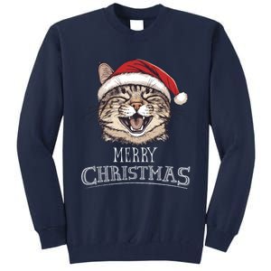 Funny Cat Santa Cool Christmas Cat Lover Tall Sweatshirt