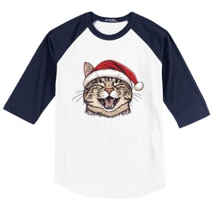 Funny Cat Santa Cool Christmas Cat Lover Baseball Sleeve Shirt