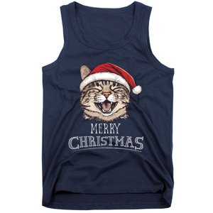 Funny Cat Santa Cool Christmas Cat Lover Tank Top