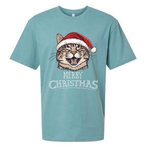 Funny Cat Santa Cool Christmas Cat Lover Sueded Cloud Jersey T-Shirt