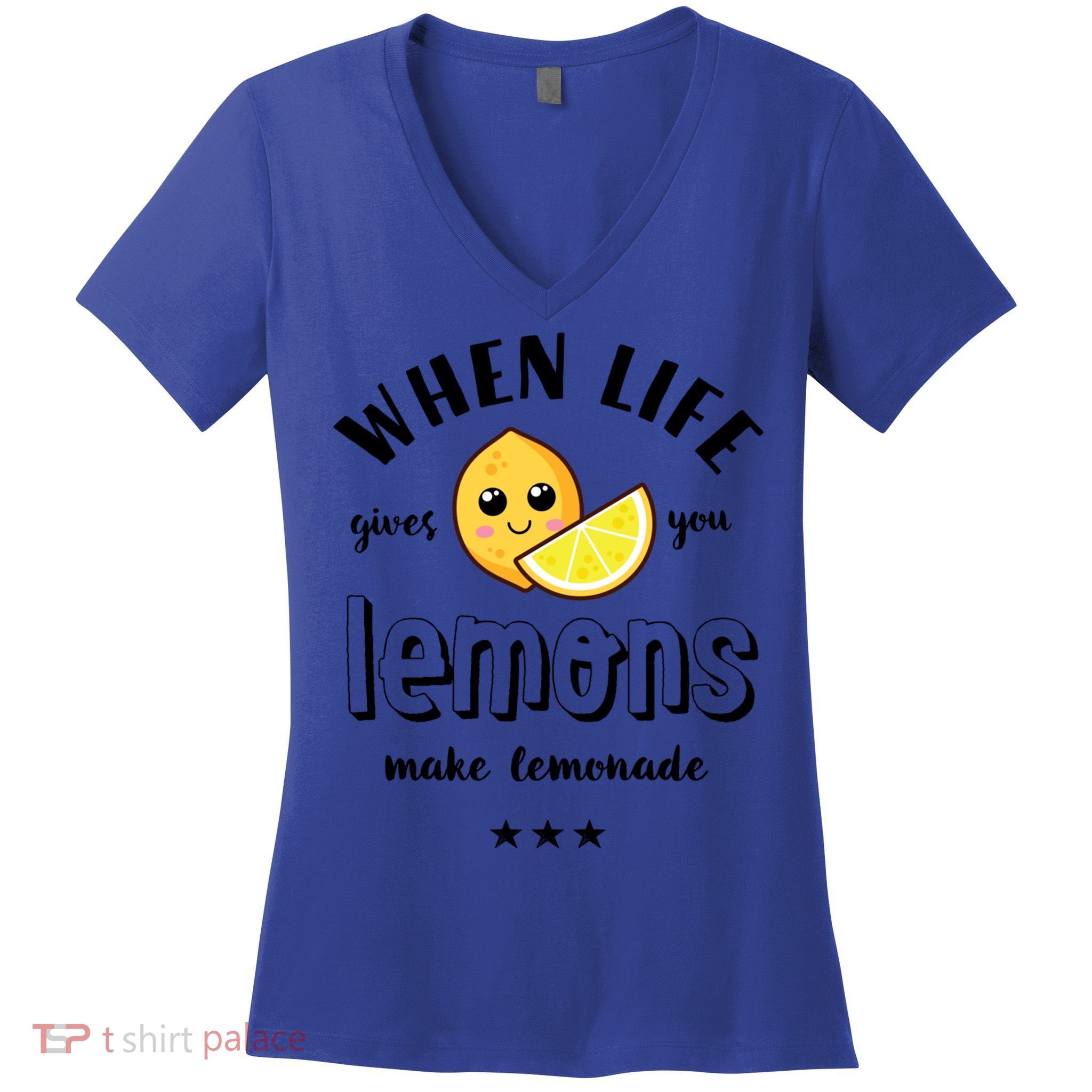 Funny Cool Summer When Life Gives You Lemons Make Lemonade Great Gift Women's V-Neck T-Shirt