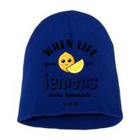 Funny Cool Summer When Life Gives You Lemons Make Lemonade Great Gift Short Acrylic Beanie