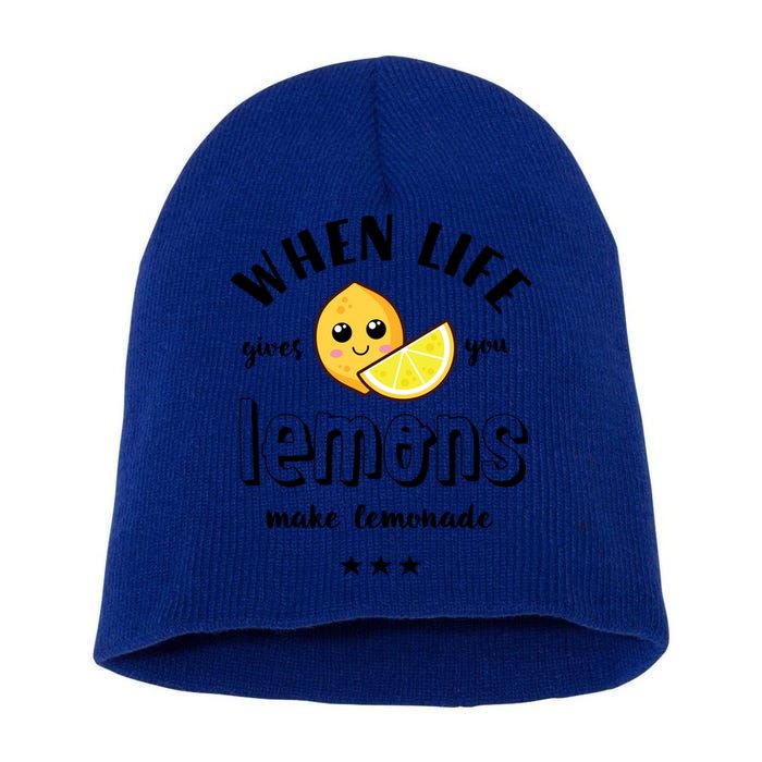 Funny Cool Summer When Life Gives You Lemons Make Lemonade Great Gift Short Acrylic Beanie