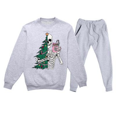 Funny Christmas Sorta Merry Sorta Scary Skeleton Xmas Tree Premium Crewneck Sweatsuit Set