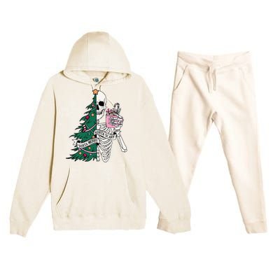 Funny Christmas Sorta Merry Sorta Scary Skeleton Xmas Tree Premium Hooded Sweatsuit Set