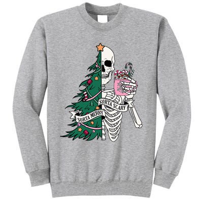 Funny Christmas Sorta Merry Sorta Scary Skeleton Xmas Tree Tall Sweatshirt