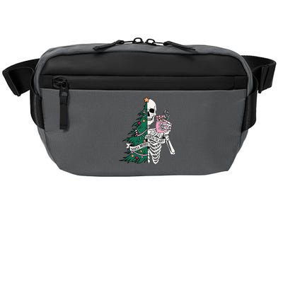 Funny Christmas Sorta Merry Sorta Scary Skeleton Xmas Tree Crossbody Pack