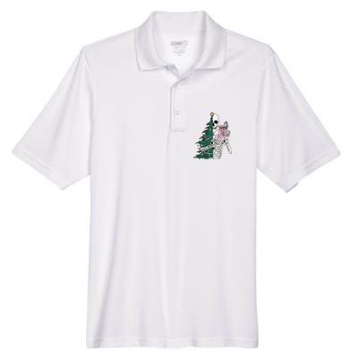 Funny Christmas Sorta Merry Sorta Scary Skeleton Xmas Tree Men's Origin Performance Pique Polo