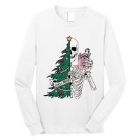 Funny Christmas Sorta Merry Sorta Scary Skeleton Xmas Tree Long Sleeve Shirt