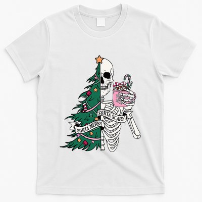 Funny Christmas Sorta Merry Sorta Scary Skeleton Xmas Tree T-Shirt